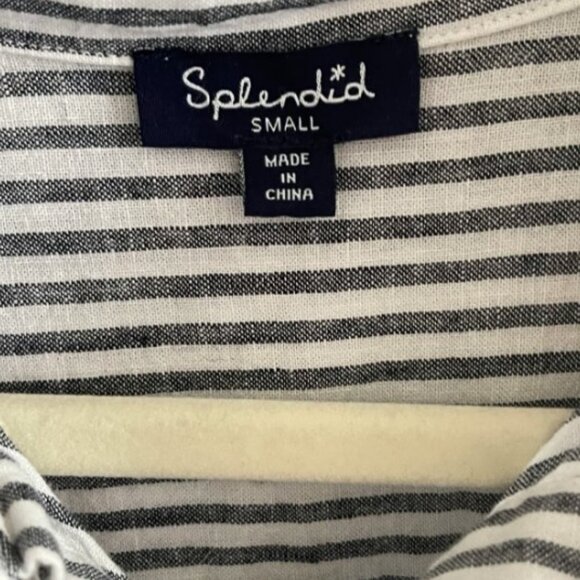 Splendid black and white striped short sleeve button down shirt size S - Picture 4 of 4